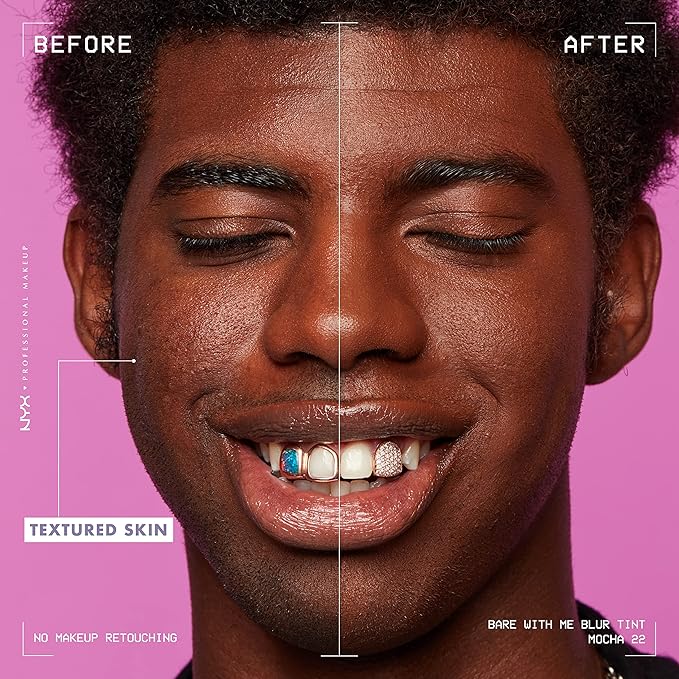 NYX PROFESSIONAL MAKEUP Bare With Me Blur Skin Tint Foundation Make Up with Matcha, Glycerin & Niacinamide - Mocha-Velvo Beauty