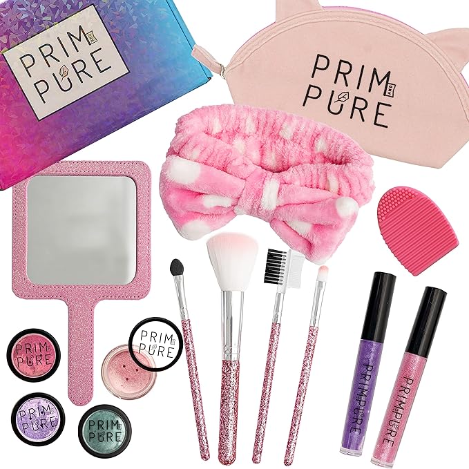Prim and Pure Ultimate Mineral Kids Makeup Gift Set | Perfect for Play Dates & Birthday Parties | Kids Safe Eyeshadow Makeup – Mineral Blush | Organic & Natural Makeup Kit for Kids| Made in USA-Velvo Beauty