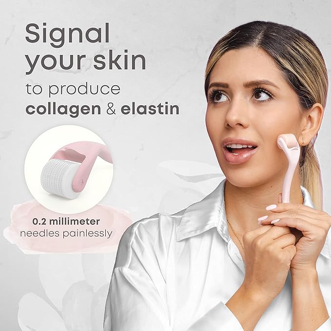 Derma Roller & Ice Roller 2 in 1 for Beard Hair Skin Face 540 Titanium.25mm - Self Care Gifts Facial Skin Care Tools…-Velvo Beauty