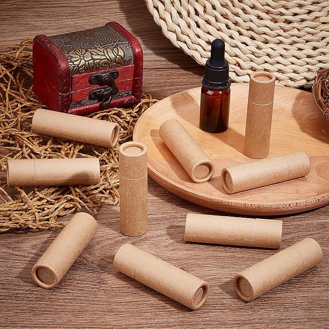 NICENEEDED 10 PCS Paperboard Lip Balm Tubes Set, Refillable Paper Lipstick Tube, Round Cardboard Empty Lip Gloss Container for DIY Lip Gloss Balm and Chapsticks-Velvo Beauty