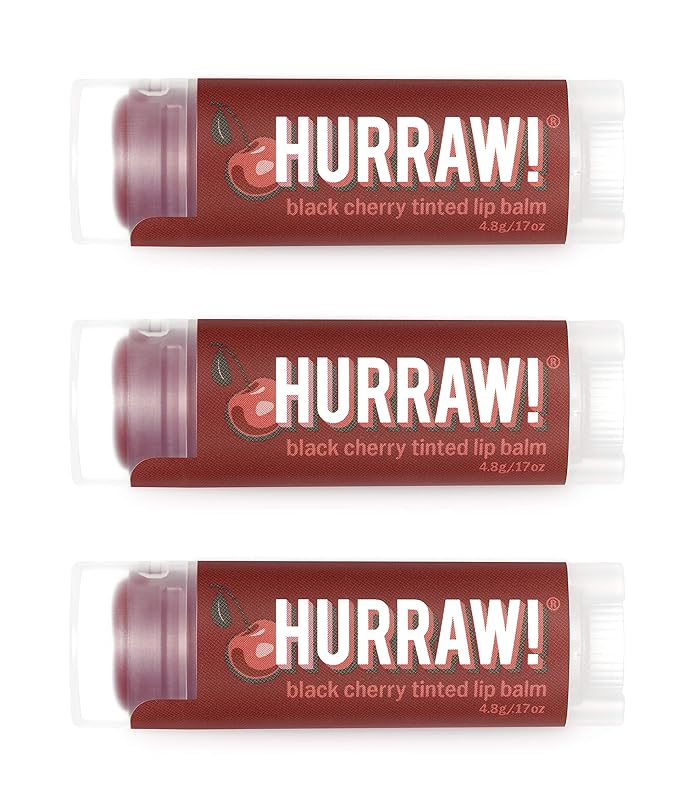 Hurraw! Black Cherry Tinted Lip Balm, 3 Pack: (Sheer Red Tint) Organic, Certified Vegan, Cruelty and Gluten Free. Non-GMO, 100% Natural Ingredients. Bee, Shea, Soy and Palm Free. Made in USA-Velvo Beauty