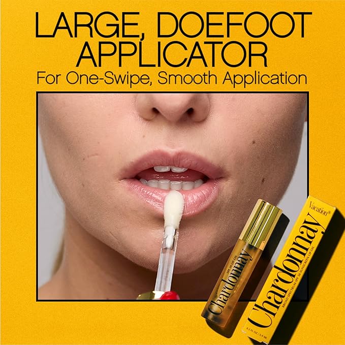 Vacation Chardonnay Lip Oil SPF 30, Sunscreen for Lips, Hydrating Lip Oil, Caramel Vanilla Flavored Lip Gloss, Non-Sticky Lip Balm with SPF 30, Vegan, 0.2 Fl. Oz. (Pack of 2)-Velvo Beauty