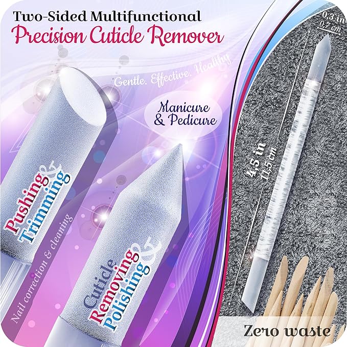GLADZY Czech Glass Nail File Set - Multifunctional Nail Shiner Buffer, Callus Remover Foot Rasp, Glass Cuticle Pusher Manicure Stick, Etched Surface, Professional Nail Care Tool, Made in EU-Velvo Beauty