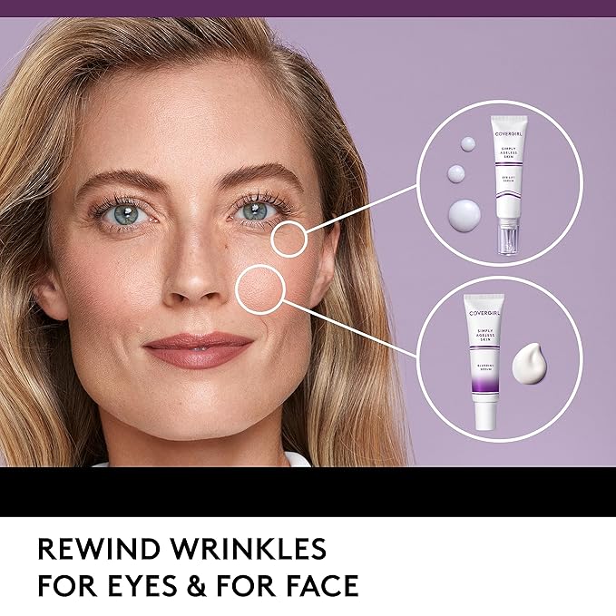 COVERGIRL Simply Ageless Skin Eye Lift Serum, Reduces Wrinkles, 1 Pack, 0.92 Oz ,Serum, Face Serum, Skin Tightening Serum, Anti-Wrinkle Serum, Tighter Skin, Instantly Youthful, Works Well With Makeup-Velvo Beauty
