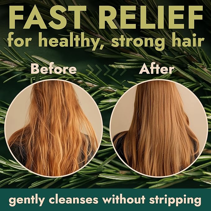 Rosemary Shampoo and Conditioner Set Infused with Tea Tree & Rosemary Oils for Scalp Relief and Hair Growth | Sulfate Free, Soothes Dry Scalp, Boosts Shine + Free Scalp Brush | 16.9 fl oz-Velvo Beauty