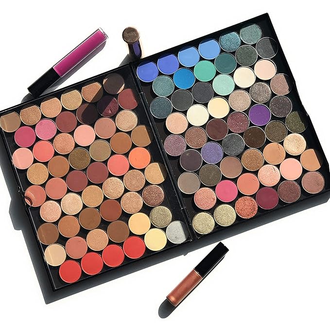 The Adept Palette in Singularity Black - Double Sided Magnetic Empty Palette with Divider, Holds Over 100 Single Round Standard Sized Eyeshadow Pans, Hardshell Case-Velvo Beauty