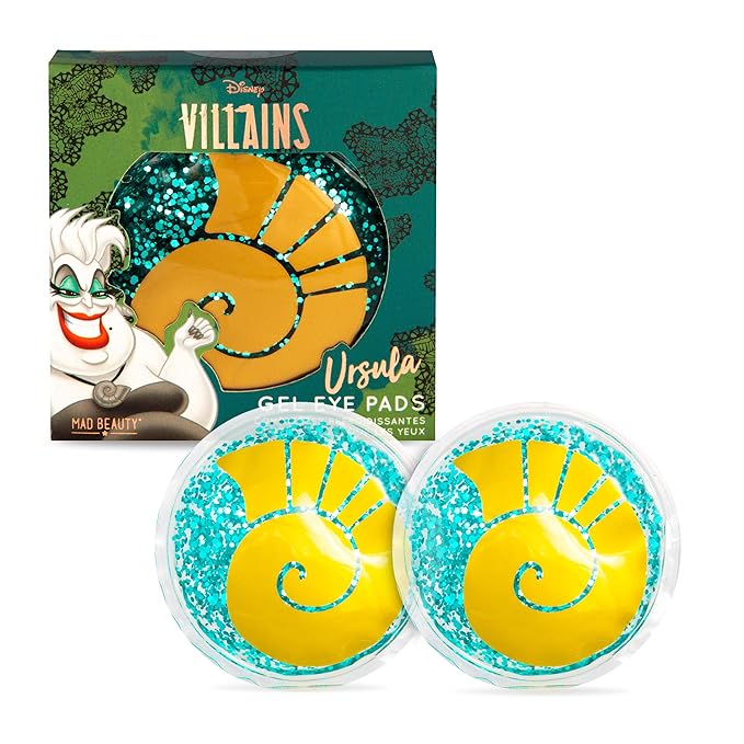 MAD BEAUTY Disney Villains Ursula Cooling Gel Eye Masks, Reusable, Soothing, Relaxing, Novelty Round Shell Eye Masks-Velvo Beauty