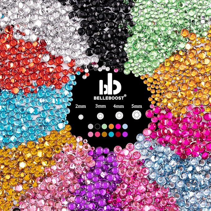 Flat Back Rhinestone Kits Colorful Rhinestones+Crystal AB&Transparent White Gems With Picker Pencil And Tweezer For Home DIY And Professional Nail Art-Velvo Beauty