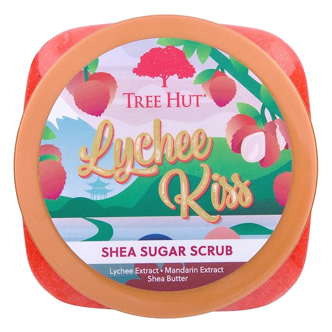 Tree Hut Lychee Kiss Shea Sugar Scrub | Exfoliating Body Scrub Removes Dead, Dry Skin for a Soft & Hydrated Feel | Nourishing Essential Body Care | 18 fl oz.-Velvo Beauty