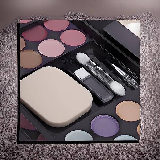 Ladies vegan girl makeup kits all in one box set cosmetic Eye shadow Palette matte gift makeup kit full blush makeup set (Multi Colored)-Velvo Beauty
