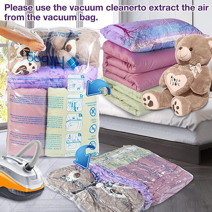 XXL Jumbo 47''X35'' Vacuum Storage Space Saver Bags Extra Large for Blanket, Bedding, Comforters and Huge Stuffed Toy (6 Pack)-Velvo Beauty