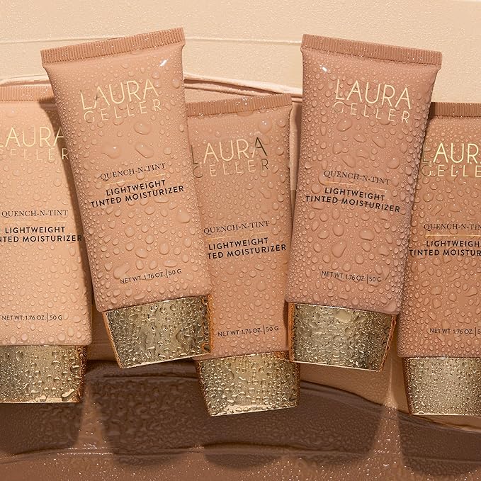 LAURA GELLER NEW YORK Quench-n-Tint Hydrating Foundation - Light/Medium - Sheer to Light Buildable Coverage - Natural Glow Finish - Lightweight Formula with Hyaluronic Acid-Velvo Beauty