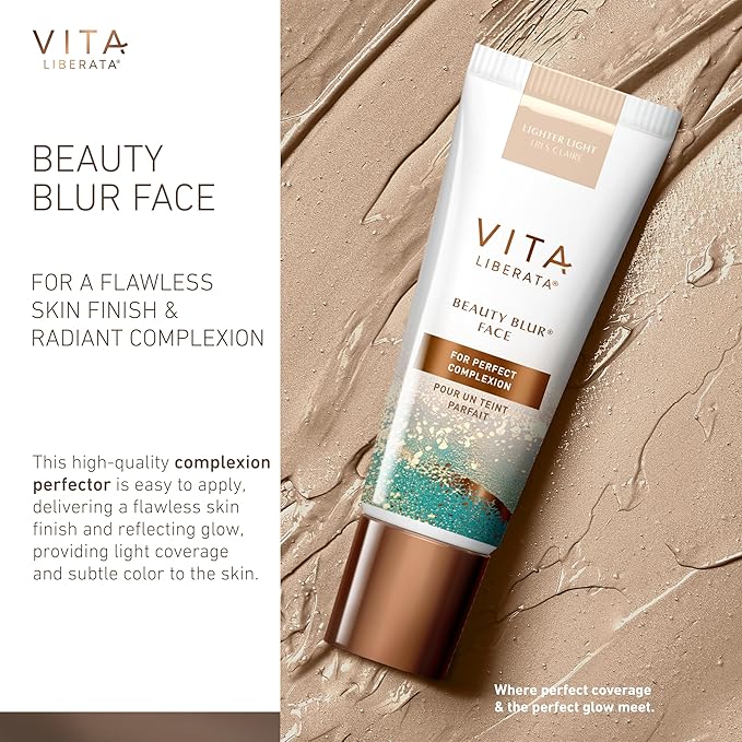 Vita Liberata Beauty Blur Face - Lighter Light, BB Cream, Hydrating Skin Finish, Radiant Glow & Flawless Finish, 1.01 fl oz-Velvo Beauty