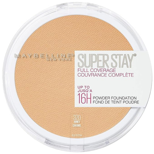 Maybelline Super Stay Full Coverage Powder Foundation Makeup, Up to 16 Hour Wear, Soft, Creamy Matte Foundation, Honey, 1 Count-Velvo Beauty