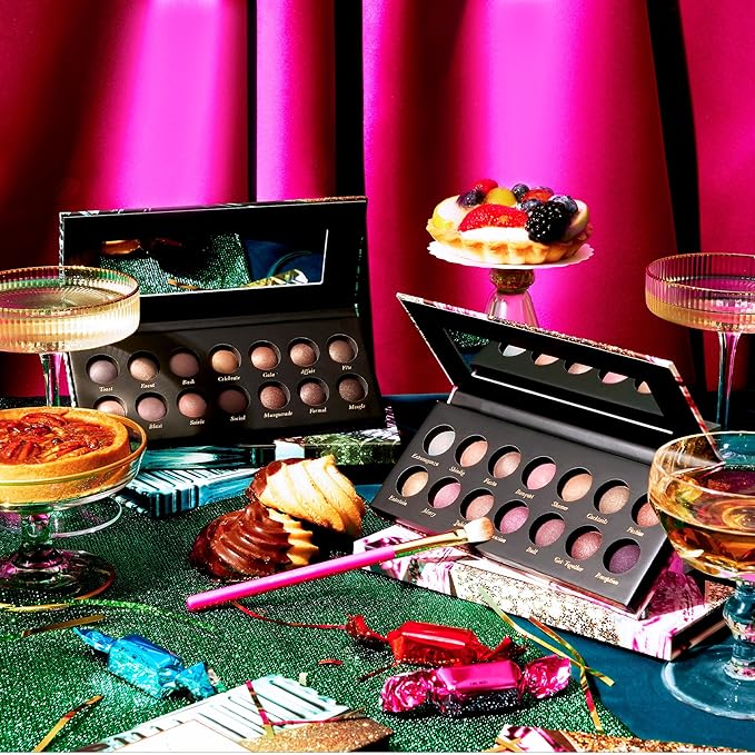 LAURA GELLER NEW YORK The Delectables Pink Prosecco Baked Eyeshadow Palette | 14 Pigmented Eyeshadows Blendable-Velvo Beauty