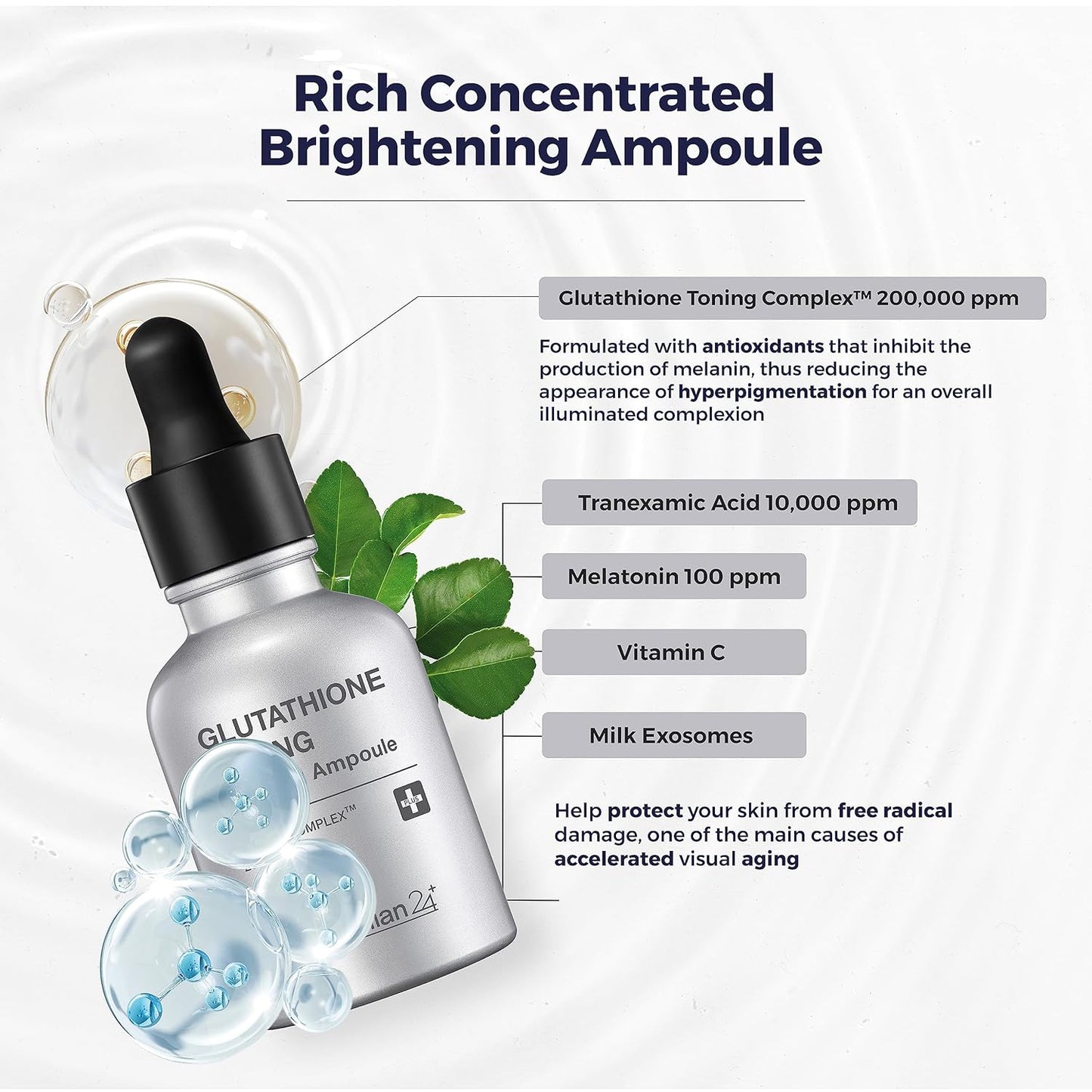 Centellian 24 Glutathione Toning Boosting Ampoule - Illuminated & Even Skin Tone. Glutathione Complex 200,000 ppm, Niacinamide & Vitamins (1.01 fl oz) by Dongkook Pharmaceutical-Velvo Beauty