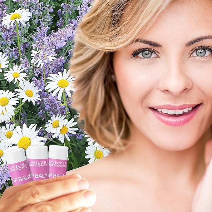 Vegan Lip Balm by PURE + SIMPLE Lavender Chamomile Lip Balm Collection, Cruelty Free Chapstick, Moisturize Dry, ed, or Chapped, Lips, 5 Tube Set.-Velvo Beauty