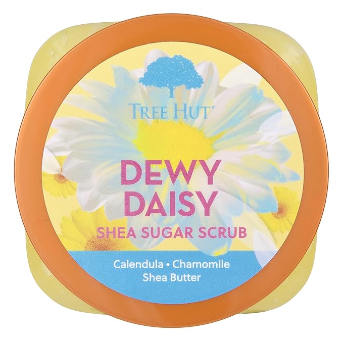 Tree Hut Dewy Daisy Shea Sugar Scrub | Exfoliating Body Scrub Removes Dead, Dry Skin for a Soft & Hydrated Feel | Nourishing Essential Body Care | 18 fl oz.-Velvo Beauty