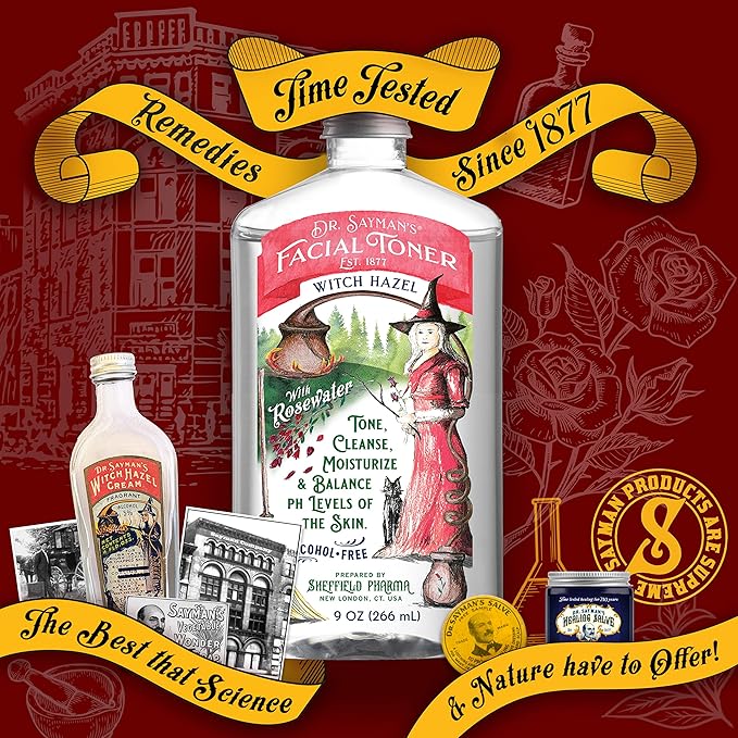 Dr. Saymans Alcohol-Free Facial Toner with Witch Hazel, Rosewater & Rice Protein, Removes Impurities & Hydrates Your Face, 9 oz-Velvo Beauty