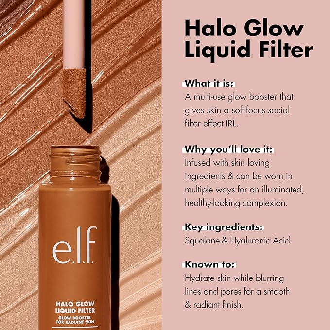 e.l.f. Halo Glow Liquid Filter, Complexion Booster For A Glowing, Soft-Focus Look, Infused With Hyaluronic Acid, Vegan & Cruelty-Free, 0 Fair-Velvo Beauty