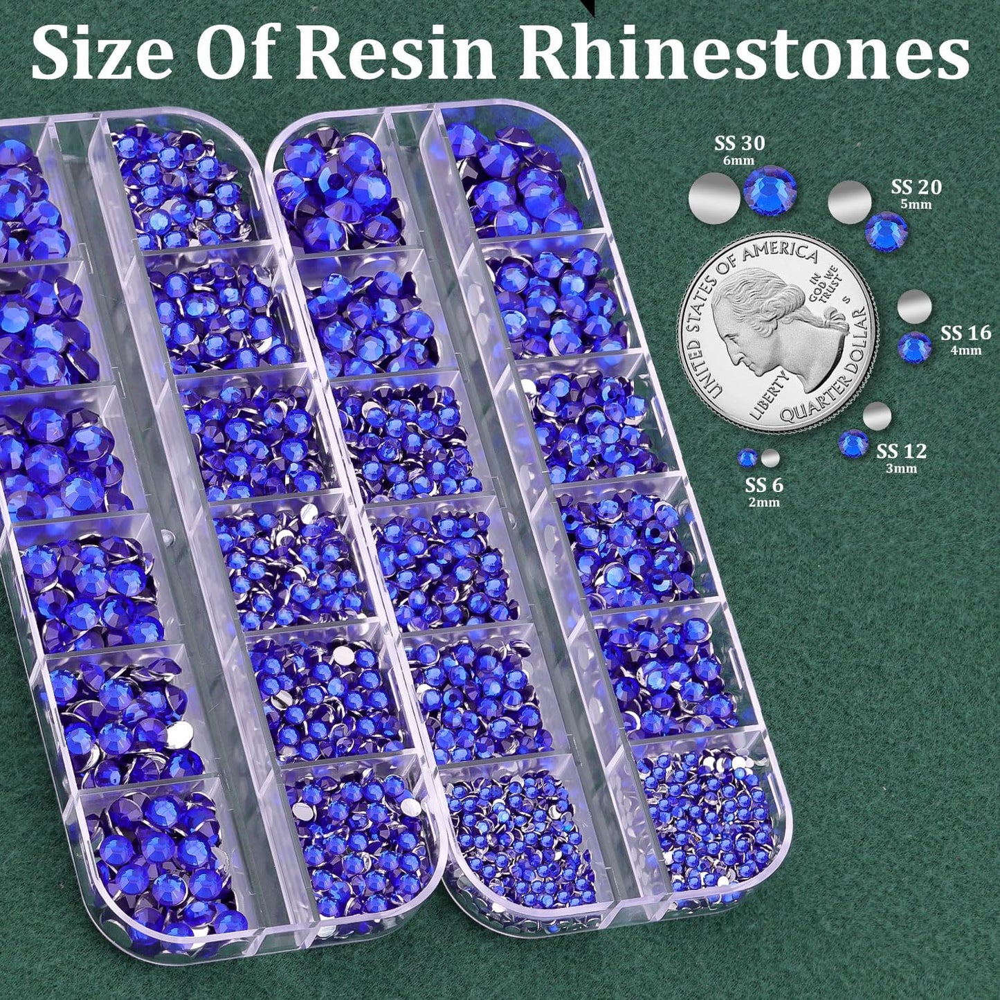 Resin Rhinestones for Crafting with B7000 Jewelry Glue, 2 Boxes Blue Rhinestones Flatback Crystals with 3Pcs 10ml Glue for Bedazzling Crafts DIY Nail Art Makeup, Gems for Clothing Shoes-Velvo Beauty