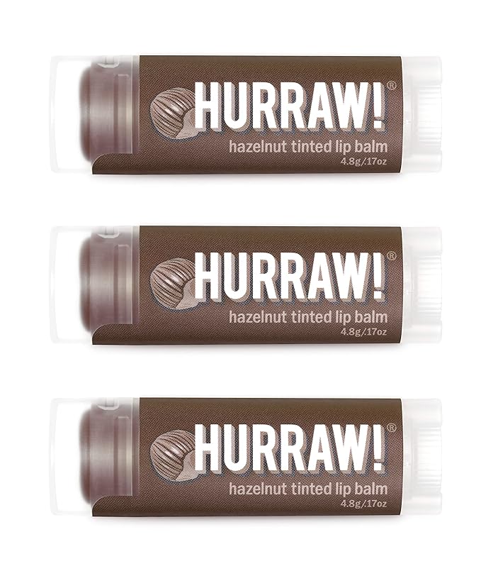 Hurraw! Hazelnut Tinted Lip Balm, 3 Pack: (Sheer Brown Tint) Organic, Certified Vegan, Cruelty and Gluten Free. Non-GMO, 100% Natural Ingredients. Bee, Shea, Soy and Palm Free. Made in USA-Velvo Beauty