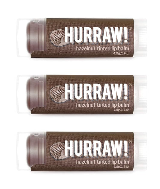 Hurraw! Hazelnut Tinted Lip Balm, 3 Pack: (Sheer Brown Tint) Organic, Certified Vegan, Cruelty and Gluten Free. Non-GMO, 100% Natural Ingredients. Bee, Shea, Soy and Palm Free. Made in USA-Velvo Beauty