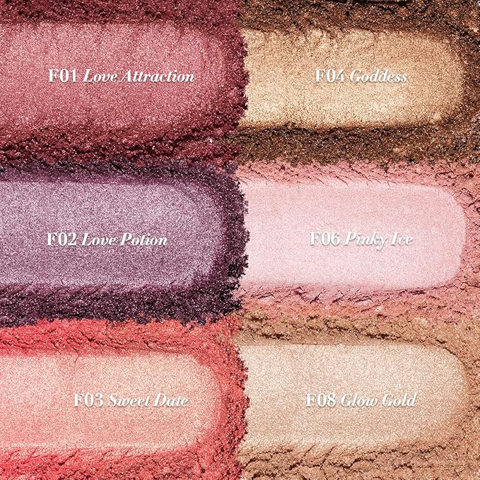 Oulac Shimmery Blush Makeup| 2 in 1 Powdery Cream Blush & Highlighter| Golden Hour Makeup Bronzer Illuminating | Rich Colors &Blendable | Vegan & Cruelty-Free| F08 Glow Gold 4.8g-Velvo Beauty