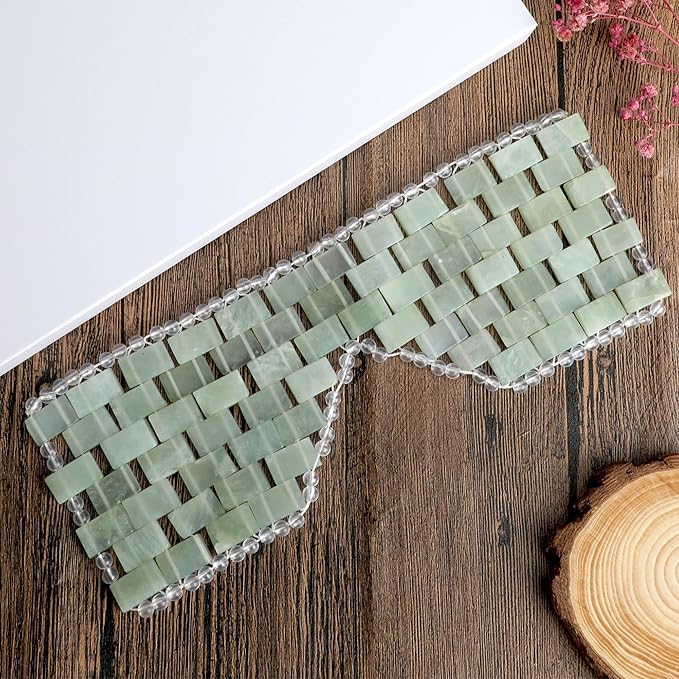 Jade Eye Mask 100% Natural Real Jade Stone Reusable Eye Mask for Hot & Cold Anti Aging，Headache and Migraine Relief Jade Mask for Women Men (Light green jade)-Velvo Beauty