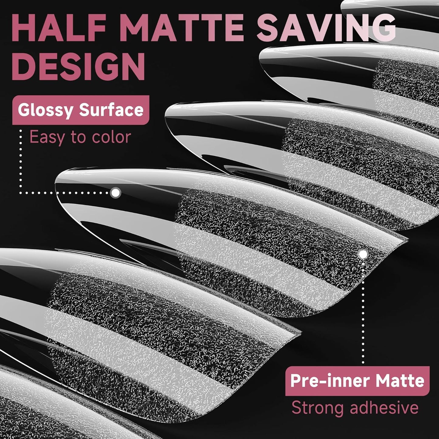 UNA GELLA Medium Almond Gel Nail Tips Half Matte 312pcs Almond Gel Nails No C Curve Clear False Fake Nails Effective Nail Extensions for DIY Art Salon-Level Press On Nails, 12 Sizes-Velvo Beauty