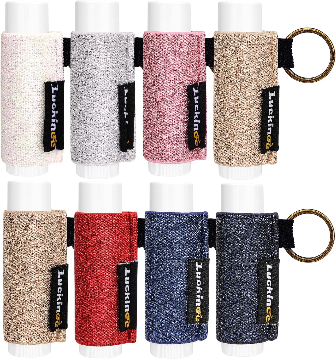 Lip Balm Keychain - Shinny Chapstick & Lipstick Holder - Tight Elastic Holder for Fat & Slim Lip Balms-Velvo Beauty