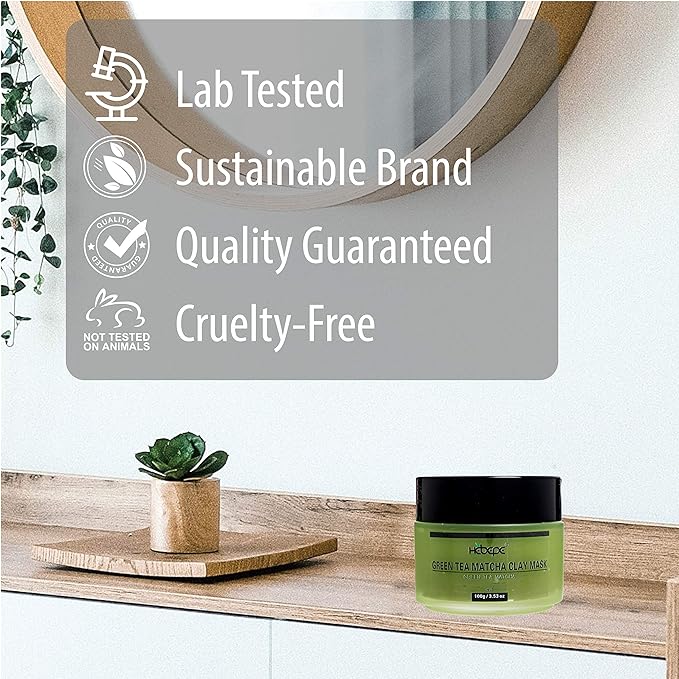 Green Tea Matcha Facial Detox Clay Mask with Mineral Oil, Wash Off Until Dry, Deep Cleaning, Hydrating, Detoxing, Healing, and Relaxing, Pore, and Blackhead Mask-Velvo Beauty