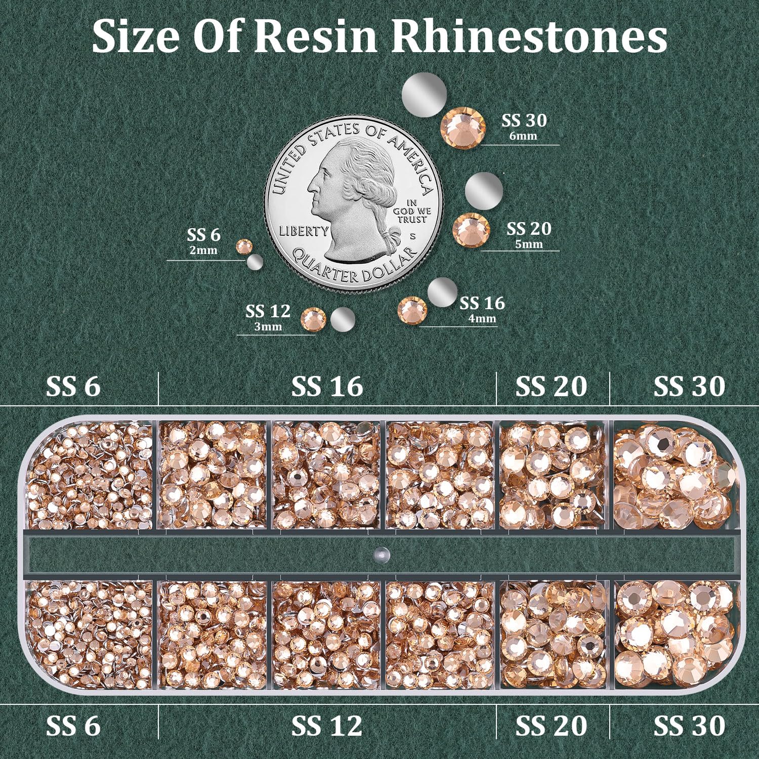 Resin Rhinestones for Crafting with B7000 Jewelry Glue, 1 Box Champagne Flatback Crystals with 3Pcs 10ml Glue for Bedazzling Crafts DIY Nail Art Makeup，Non Hotfix Gems for Clothing Shoes-Velvo Beauty