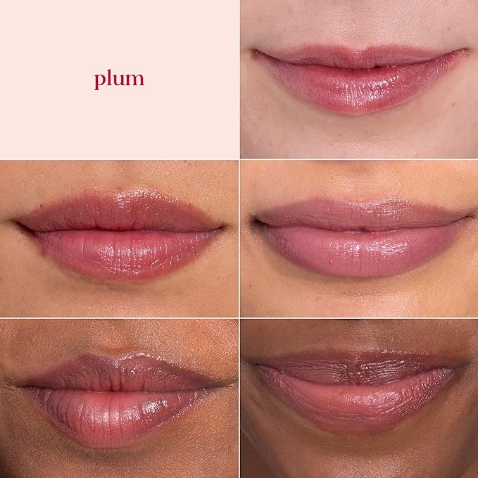 Burt's Bees Shimmer Lip Tint Set, Tinted Lip Balm Stick, Moisturizing for All Day Hydration with Natural Origin Glowy Pigmented Finish & Buildable Color, Plum (4-Pack)-Velvo Beauty