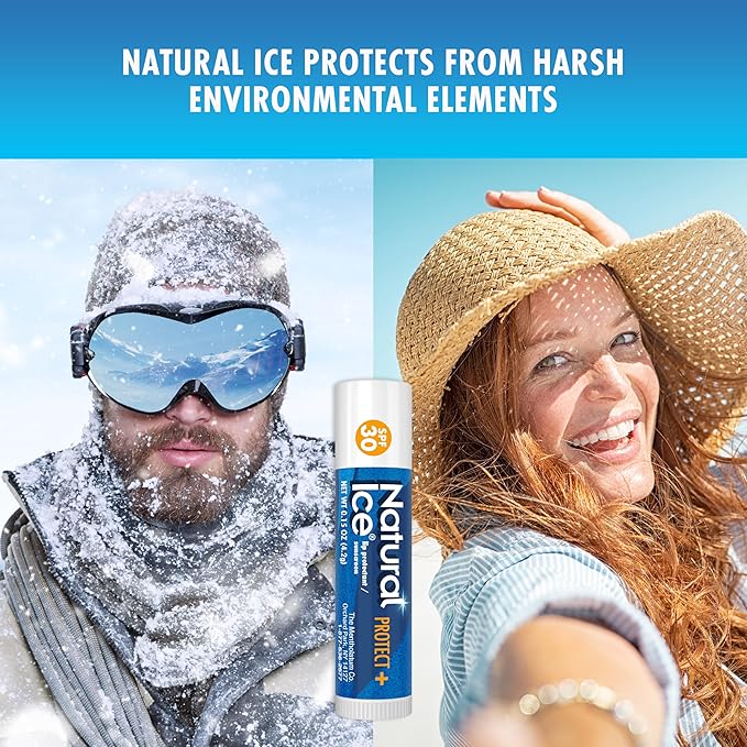 Mentholatum (R) Natural Ice (R) Sport Broad Spectrum SPF 30 Medicated Lip Balm - 12 Pack of 4.5 g Tubes-Velvo Beauty