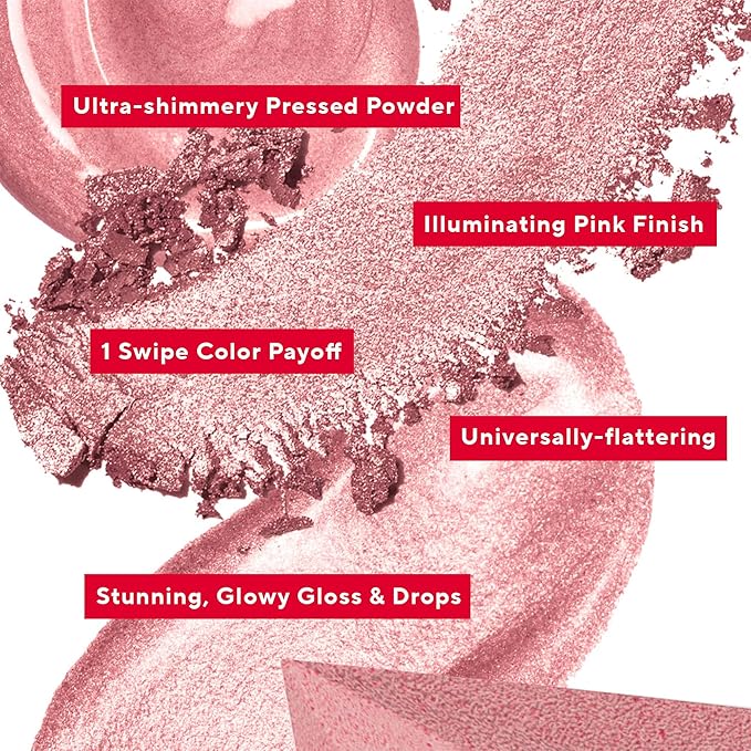 Mirabella 4-Piece Makeup Set for Women & Girls, Illuminizing Holiday Gift Set - Make-Up Set Includes Lip Gloss, Glow Drops, Powder Highlight & Blender Sponge - Talc-Free & Paraben Free Cosmetic Set-Velvo Beauty