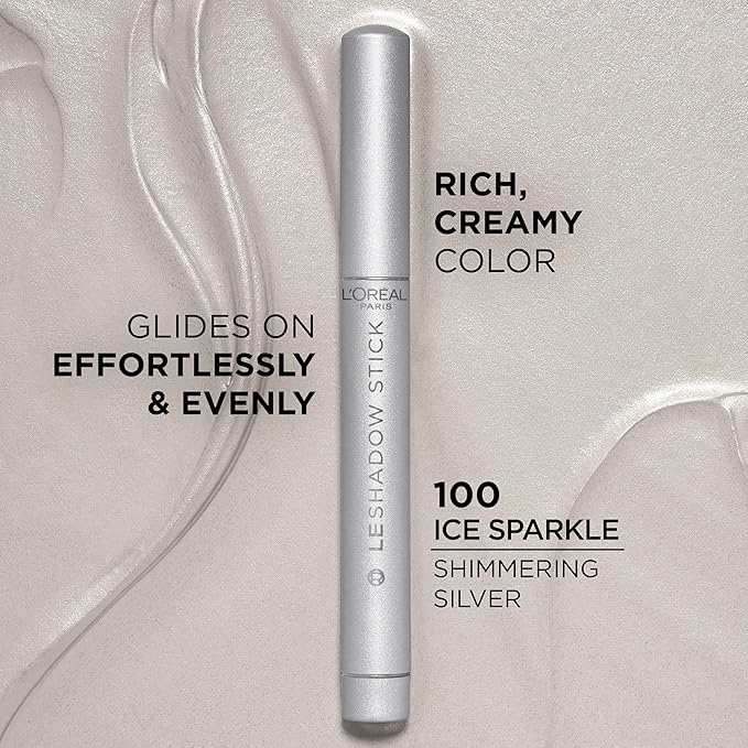 L'Oreal Paris Makeup Le Shadow Stick Eyeshadow, Blendable, Smudge-Resistant, Cream Eyeshadow, Ice Sparkle, 0.05 Oz-Velvo Beauty