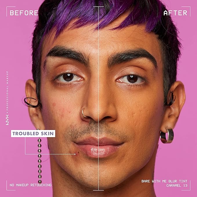 NYX PROFESSIONAL MAKEUP Bare With Me Blur Skin Tint Foundation Make Up with Matcha, Glycerin & Niacinamide - Caramel-Velvo Beauty