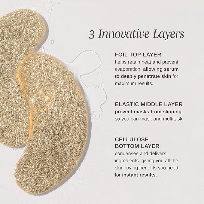 Wander Beauty Baggage Claim - Gold Foil Under Eye Patches For Dark Circles and Puffiness - Under Eye Mask Depuffs & Firms - Brightening Eye Mask for Under Eye Bags (6 Pairs)-Velvo Beauty