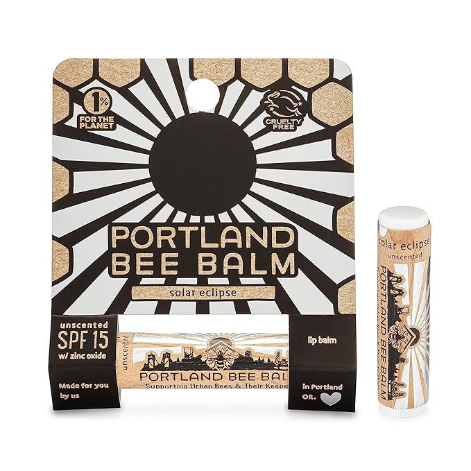 Portland Bee Balm Solar Eclipse All Natural Handmade Beeswax Based SPF 15 Lip Balm, 1 Count-Velvo Beauty