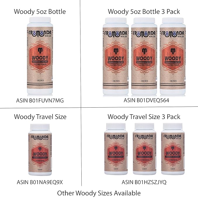(Woody) Body Powder Cedarwood & Tea Tree (5 oz, 1-Pack) Unisex, Talc-Free, Anti-Chaffing, Sweat Defense with Essential Oils-Velvo Beauty