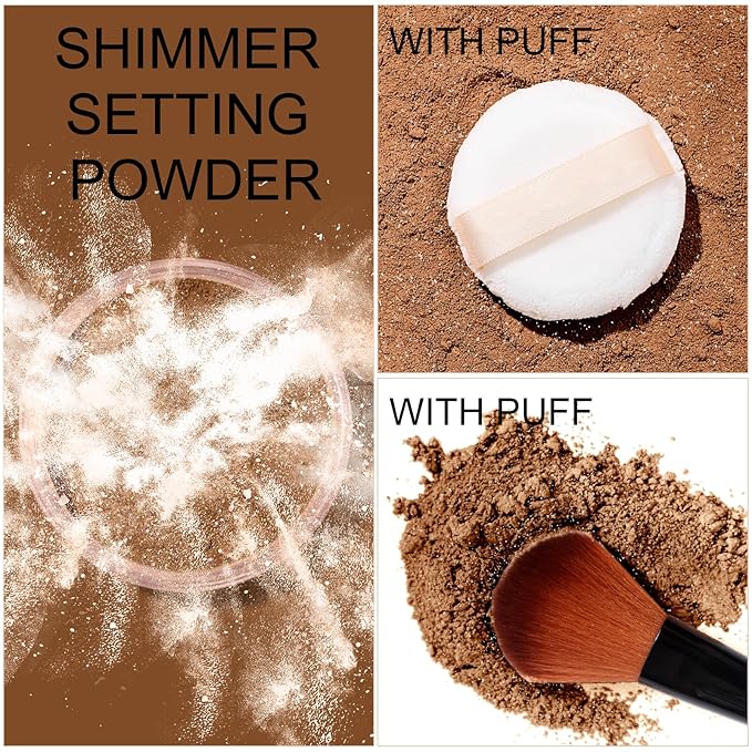 Loose Face Powder Glitter Setting Powder Matte Finishing Powder Shine,Long-lasting,Lightweight,Sets Foundation Makeup-Velvo Beauty