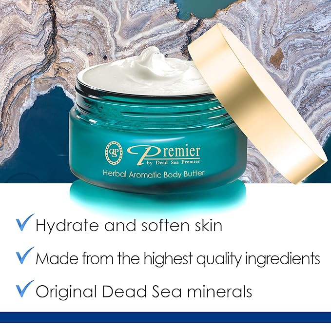 Premier Dead Sea Aromatic Body Butter – Herbal, Hydrating Shea Body Butter for Women & Men, Moisturizing, Firming & Anti-Aging Cream for Dry Skin, Hand & Body, 5.95 Fl.oz-Velvo Beauty
