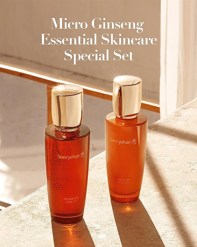 SOORYEHAN Micro Ginseng Essential Skincare Special Set (540 ml/18.26 fl oz) - Wrinkles/Fine Lines, Skin Elasticity & Intensive Hydration. Amino Acids & Ginsenocide-Velvo Beauty