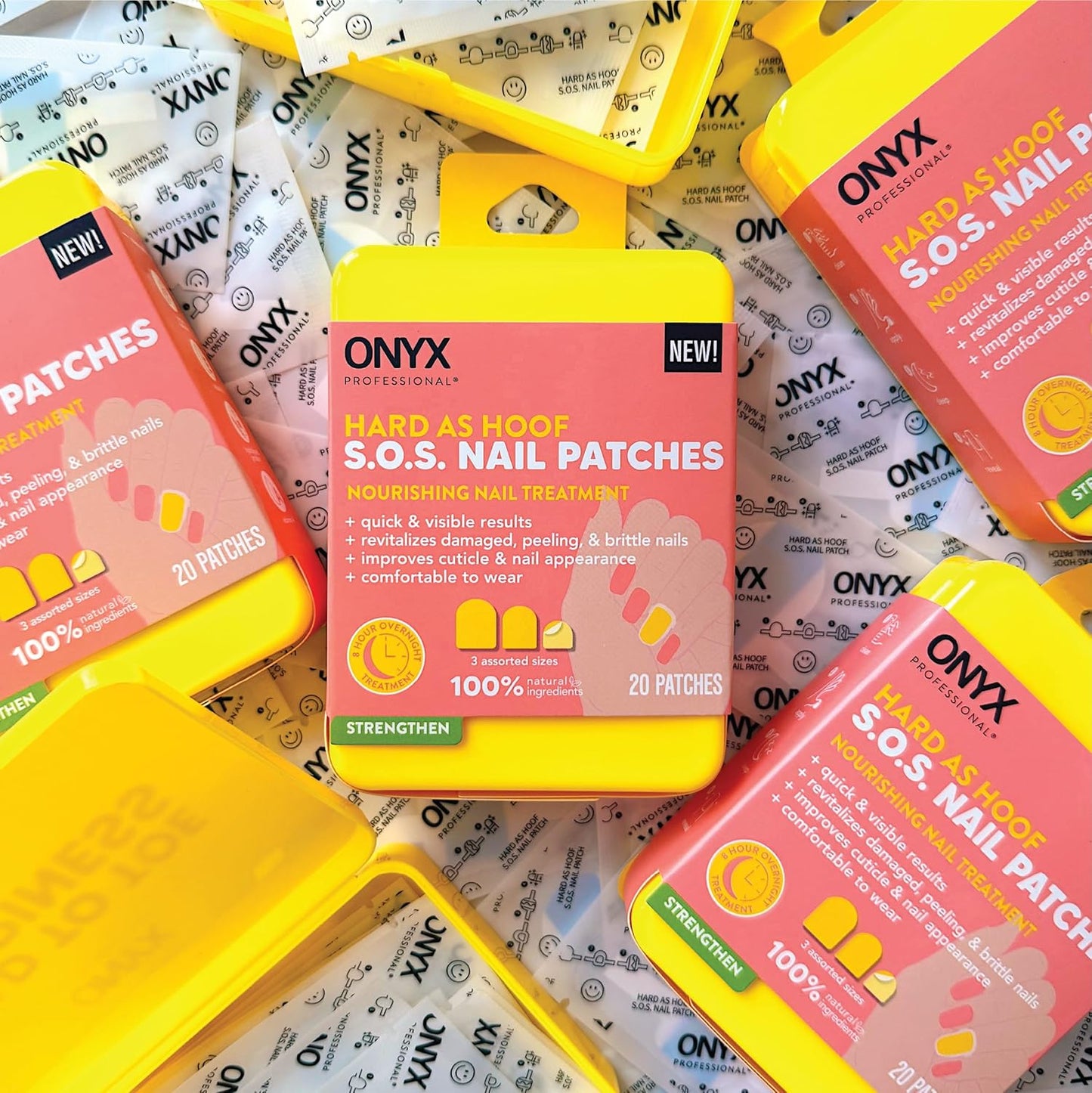 Onyx Professional Hard as Hoof S.O.S Nail Patches - Nail and Cuticle Strengthening Treatment Repair Patches, Nail Growth, Repair, 20 Count-Velvo Beauty