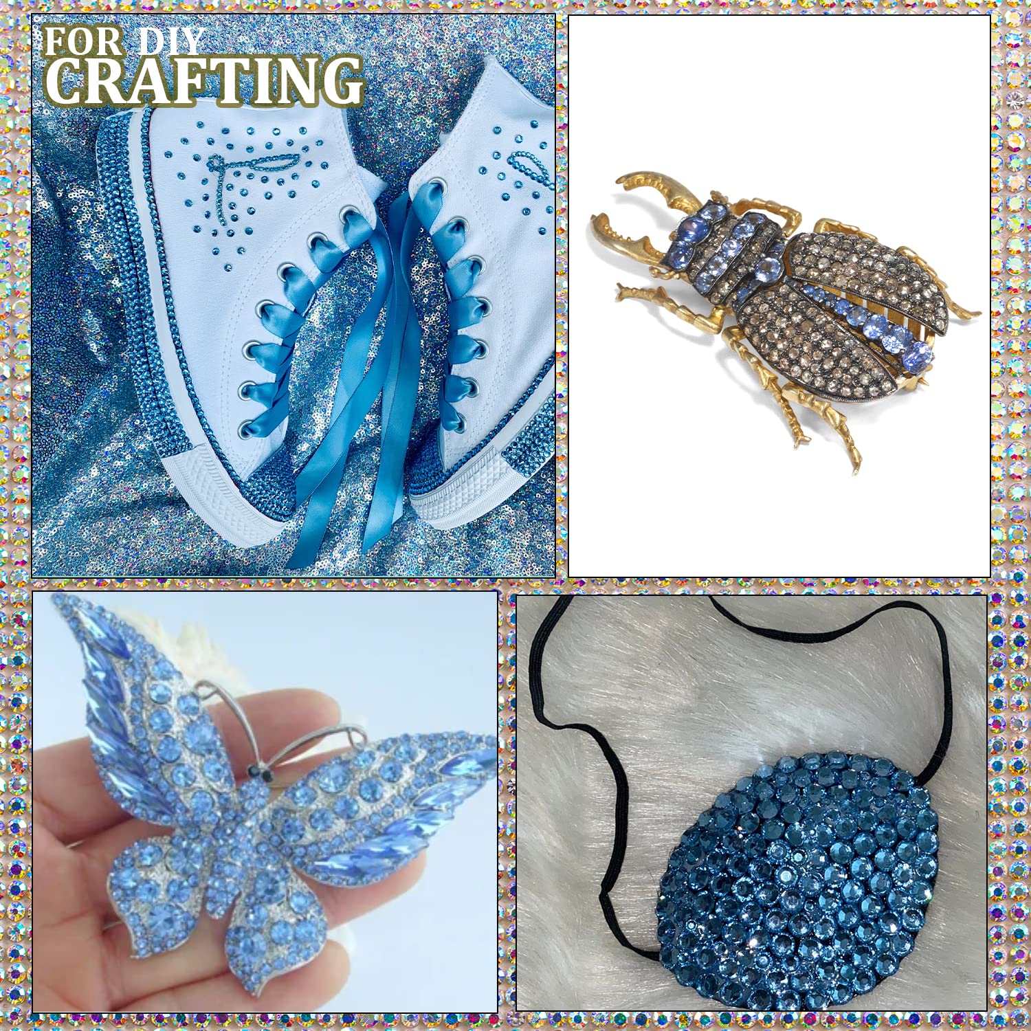 Two Packs of Flatback Rhinestones 4520 Pcs Colorful Nail Art Rhinestones Flatback Crystal Colorful+Sky Blue Rhinestone with Picker Pencil and Tweezer for Nail Art and Decoration-Velvo Beauty