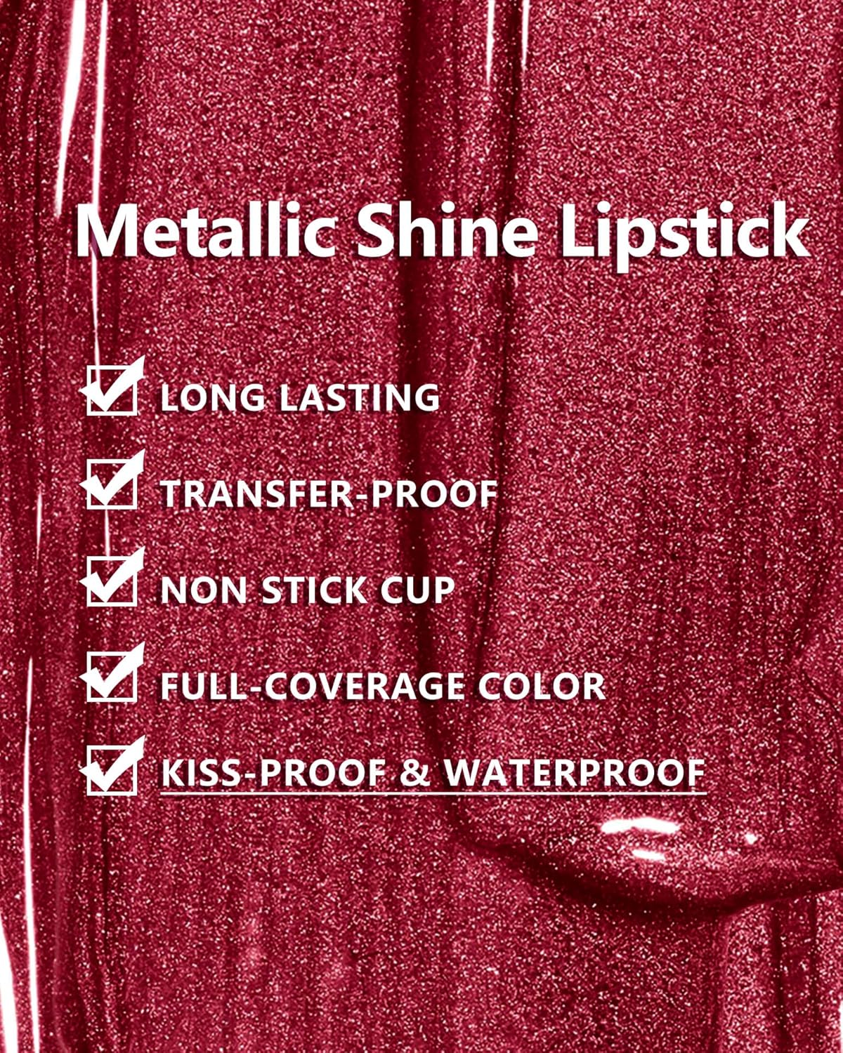 MAKI YIKA Dark Red Lipstick for Women Metallic Lipsticks Glitter Long Lasting Lipstick No Smudge No Transfer Liquid Pink Lip Gloss (BR011 Pure Envy)-Velvo Beauty
