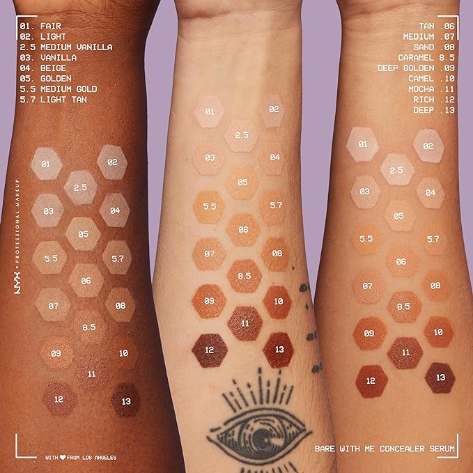 NYX PROFESSIONAL MAKEUP Bare With Me Concealer Serum, Up To 24Hr Hydration - Medium Vanilla-Velvo Beauty