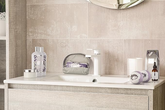 Bath Gift Basket Set for Women: Relaxing at Home Spa Kit Scented - Lavender and Jasmine with Large Bath Bombs, Salts, Shower Gel, Body Butter Lotion, Bath Oil, Bubble Bath, Loofah & More-Velvo Beauty