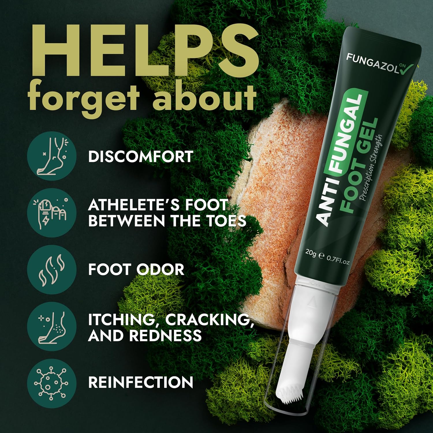 Tea Tree Oil Antifungal Foot Gel | Relieves Jock Itch, Athlete’s Foot & Ringworm | Soothes Itching & Burning | Moisturizes Dry, Cracked Feet | No-Touch Applicator | 1-Week Treatment Option | 20g-Velvo Beauty